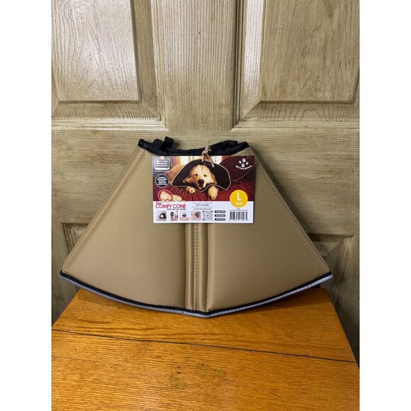 NEW The Comfy Cone- LARGE - Collar Dog Cushioned Padded Tan - Picture 1 of 4